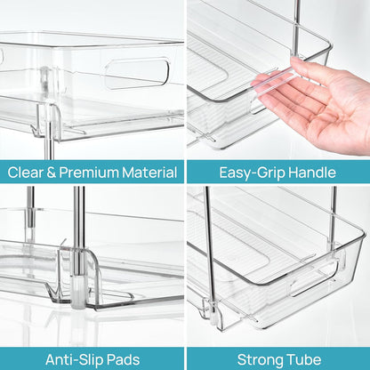 Vtopmart 4 Pack Bathroom Under Sink Organizers Organizer, 2 Tier Clear Pull-Out Organization (S-Standard)