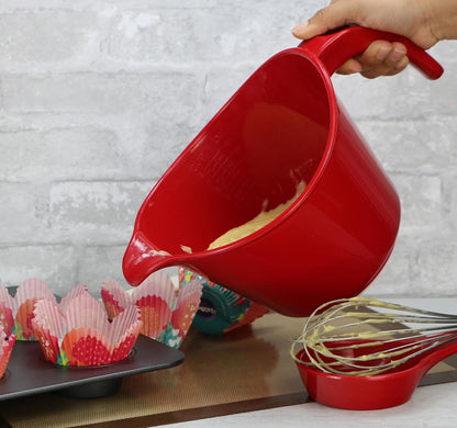 Batter Bowl With Pour Spout, Non-Slip Base,Space Saving Detachable Handle with Lid, 2 QT Heavy Duty BPA-Free Microwave & Dishwasher Safe (Fresh Lemons)