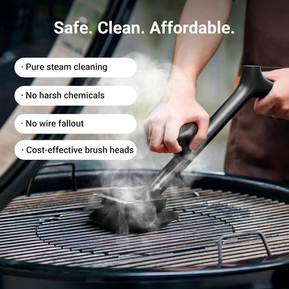 Thermomaven Grill Brush Bristle Free with 3 Replacement Brush Heads, Steam Grill Brush with Scraper, Non Metal Bristles for Cast Iron, Stainless-Steel Grates, Safe for Non-Stick Surface