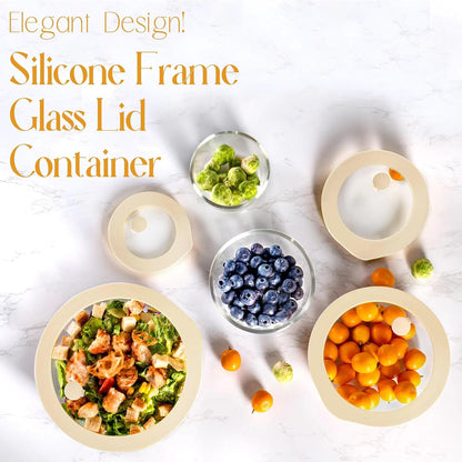 Urban Green Glass Food Container Set with Glass Lid, 3 Pack, Food Storage Containers Set, Airtight, LeakProof, 100% Plastic Free, Meal Prep Containers (White Color)