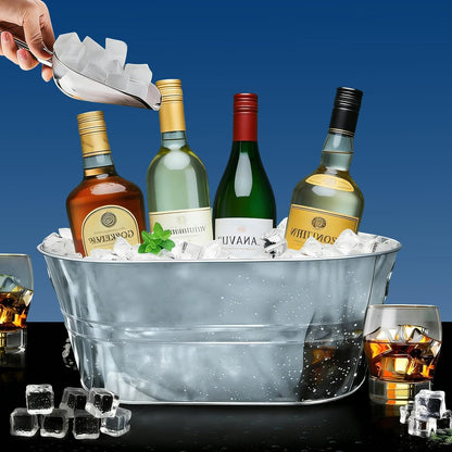 4 Pack 3 Gallon Galvanized Tub, Ice Buckets for Parties, Beverage Tubs for Parties, Metal Drink Buckets for Parties with Carry Handles, Champagne Wine Beer Cooling Tub, Mimosa Bar Supplies