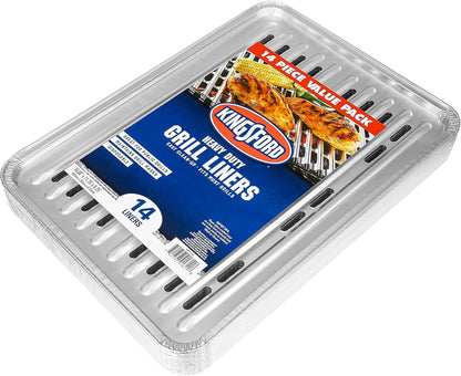 Kingsford Extra Tough Aluminum Grill Liners, Disposable Foil Grill Toppers for Outdoor Grills, Helps Keep Food and Sauce from Falling Through Grates, 16 x 11.75 in, 14 Count