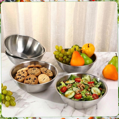 Honeydak 12 Pcs 304 Stainless Steel Mixing Bowls with Graduations, Salad Bowls Metal Serving Reusable Baking Food Storage Containers for Baking, Cooking, Salads, Soups, Ice Cream, Noodles (40 oz)