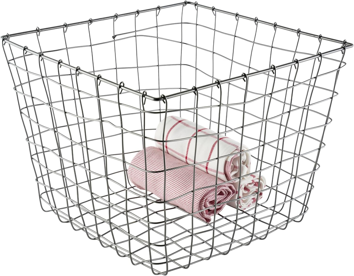 G.E.T. WB-315-MG Heavy Duty Iron Wire Utility Storage Basket/Bin with Handles, 11" x 8" x 8"