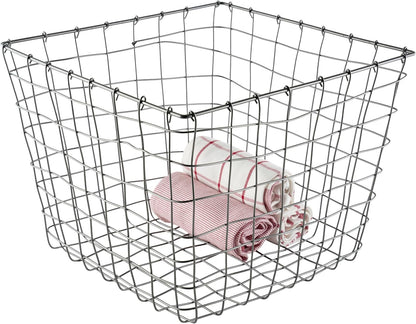 G.E.T. WB-315-MG Heavy Duty Iron Wire Utility Storage Basket/Bin with Handles, 11" x 8" x 8"