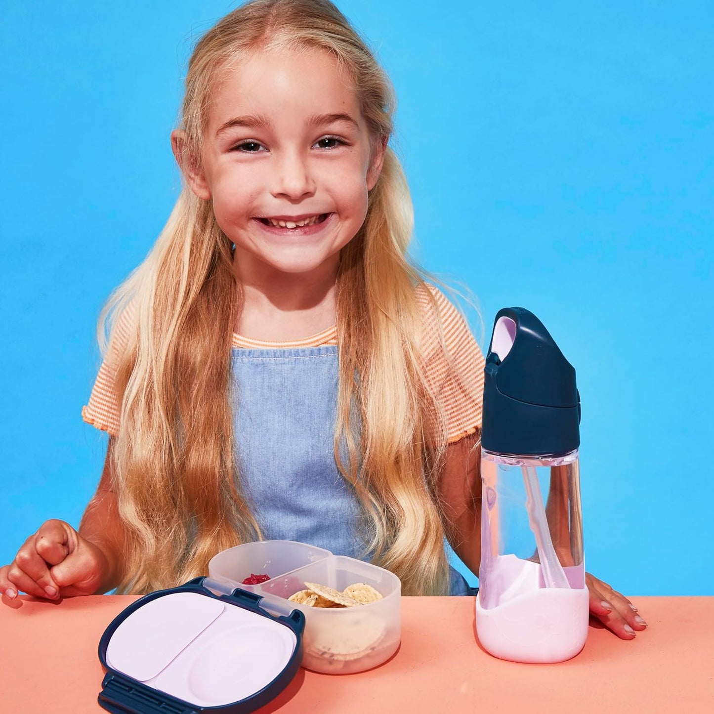 b.box Snack Box 2-Pack - Leak Proof Mini Bento Box for Kids & Toddlers, 2 Compartment Snack Containers for Kids, Dishwasher Safe, BPA-Free, PFAS-Free, Ages 4mo+, 1 3/4 Cup Each (Strawberry + Lilac)