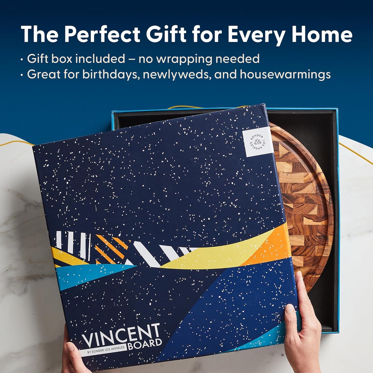 Sonder Los Angeles Doheny Wood Cutting Board Set | Acacia Edge Grain Cutting Board for Kitchen with Juice Groove | Perfect for Compact Daily Use | Gift Box Included | 14x10x1 in & 12x8x1 in