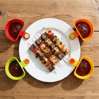 Guyuyii 8-Pack Dip Clips for Plates Sets | Colorful Unbreakable Plastic Appetizer Platter Bowls | Party Snacking Tray for Salsa, Guacamole, Veggies & Hummus | Dishwasher Safe for Movie Nights & BBQ