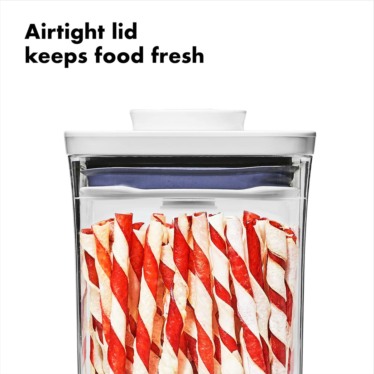 OXO Good Grips Pet POP Container – 6.0 Qt/5.7 L with Half Scoop, Ideal for up to 6.5lbs of Dog Food or 4.5lbs of Cat Food, Airtight Dog and Cat Food Storage Container, BPA Free, Clear