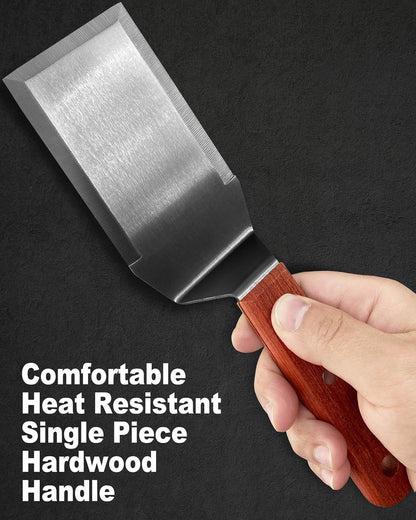 Set of 2 Extra Long Thicker Stainless Steel Griddle Spatula BBQ Tools