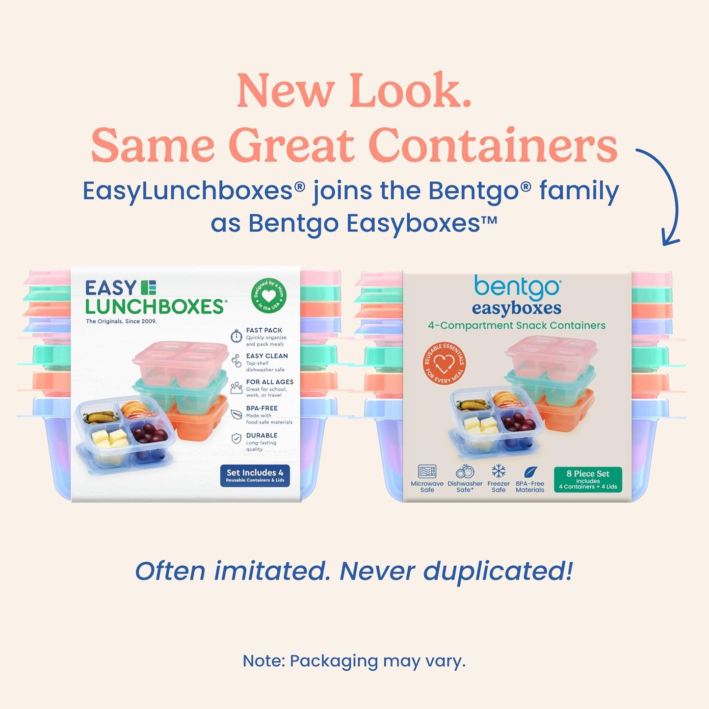 Bentgo Easyboxes 4-Compartment Snack Containers - 8-Piece Set with 4 Trays & 4 Custom-Fit Lids to Seal in Freshness - Reusable Food Storage & Meal Prep Bento BPA-Free Containers (Classic)