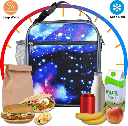 Insulated Lunch Bag, Leakproof Portable Lunch Box for Women Men Boys Girls, Large Capacity Cooler Bag with Handle and Bottle Pocket for Office School Camping Hiking Outdoor Beach Picnic (Black)