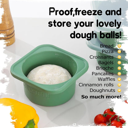 PLUS 1000ml Pizza Dough Proofing Containers, 2-Pack, Green