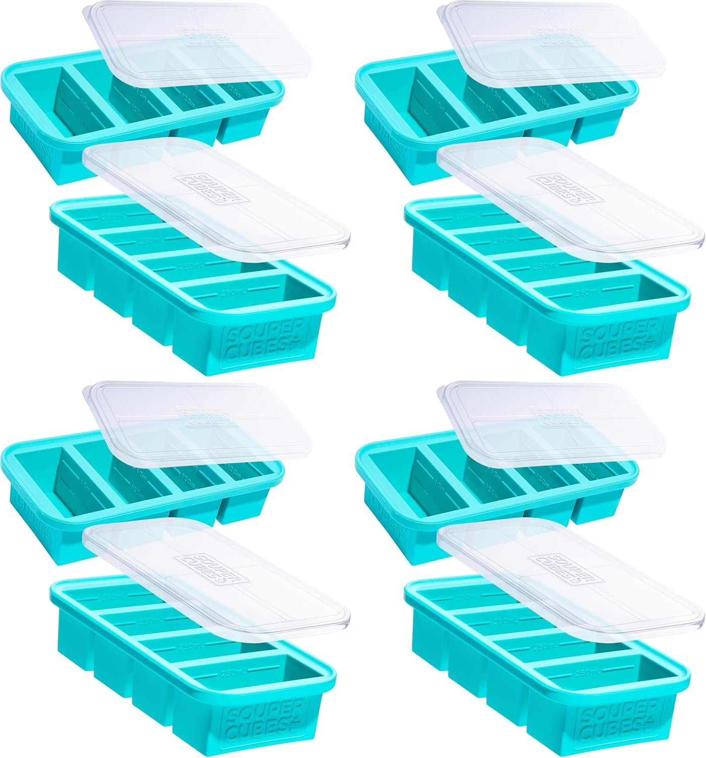 Souper Cubes 1 Cup Silicone Freezer Molds - Soup Cubes Perfect for Freezing Broth, Rice, Leftovers and More - Silicone Freezer Trays with Lids for Meal Prep - Aqua - 1-Pack
