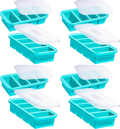 Souper Cubes 1 Cup Silicone Freezer Molds - Soup Cubes Perfect for Freezing Broth, Rice, Leftovers and More - Silicone Freezer Trays with Lids for Meal Prep - Aqua - 1-Pack