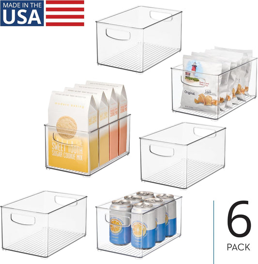iDesign Stackable Clear Plastic Bin, 6-Pack | Kitchen Organizers and Storage, For Fridge and Pantry