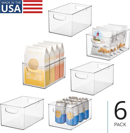 iDesign Stackable Clear Plastic Bin, 6-Pack | Kitchen Organizers and Storage, For Fridge and Pantry