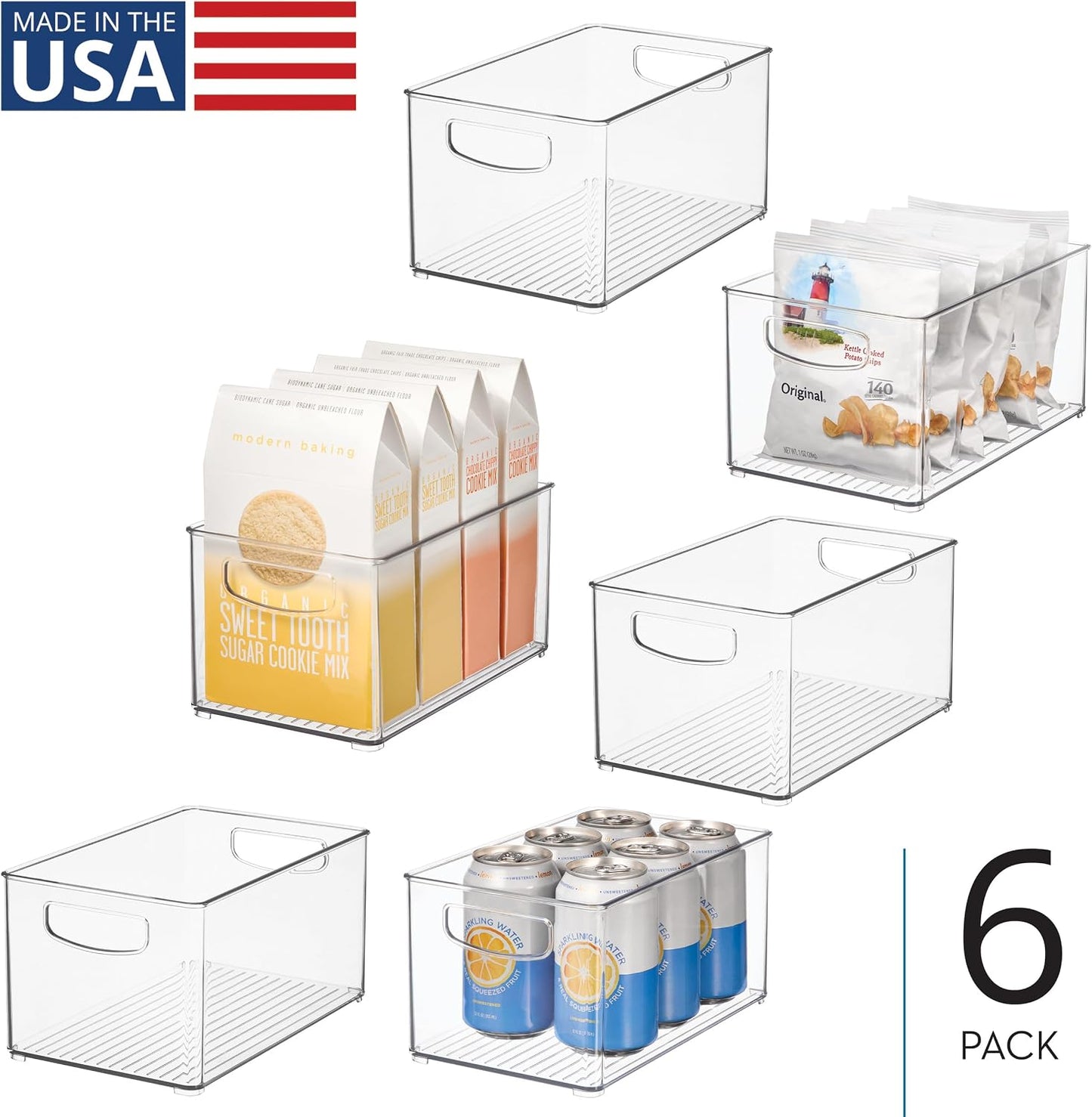 iDesign Stackable Clear Plastic Bin, 2-Pack | Kitchen Organizers and Storage, For Fridge and Pantry