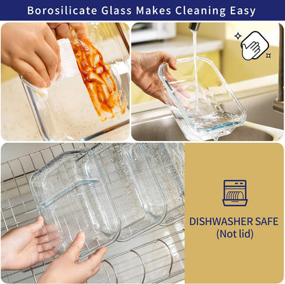 MFY 10-Pack Glass Storage Containers with Lids, Glass Meal Prep Containers Set, Airtight Lunch Containers with Lids, Microwave, Oven, Freezer and Dishwasher Safe, Gray