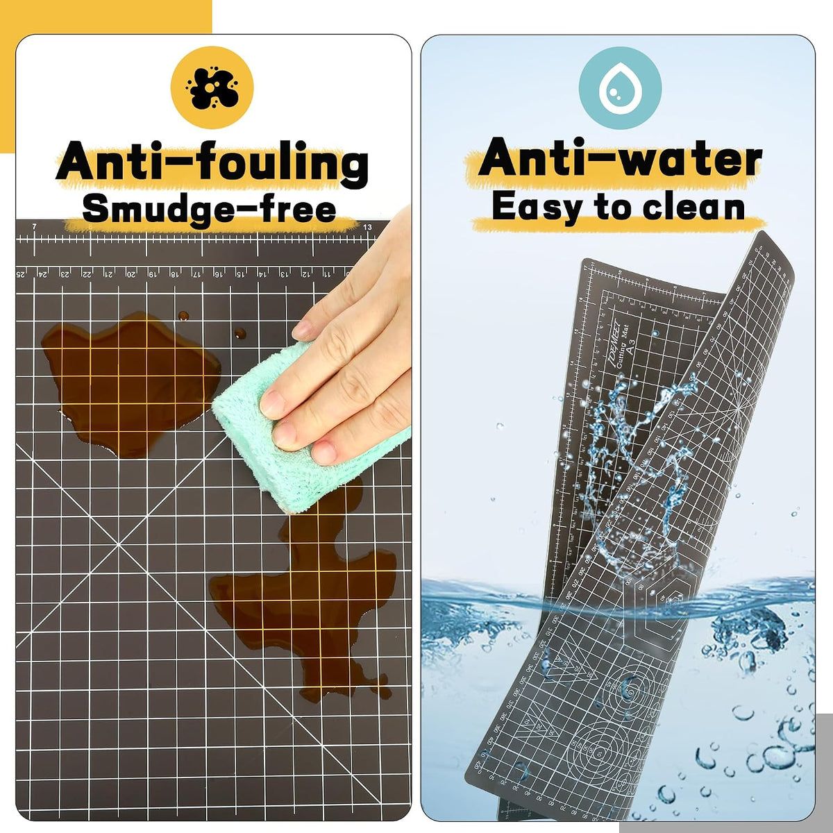 Self Healing Cutting Mat 18" x 12", A3 Double-Sided for Quilting & Sewing, Non-slip, 5-Ply Rotary Cutting Mat for Crafts Cutting Fabric Scrapbooking, and Small Modeling Projects, Anthracite Gray