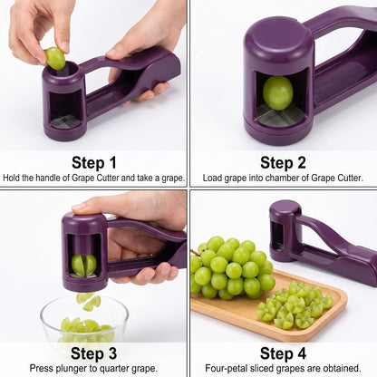 Mandoline Slicer Purple 16cm Manual Fruit Cutter, Handheld Grape Cutter Tool Multifunctional Fruit Vegetable Slicer Blueberries Food Chopper for Toddler Snacks Salads Home Kitchen DIY