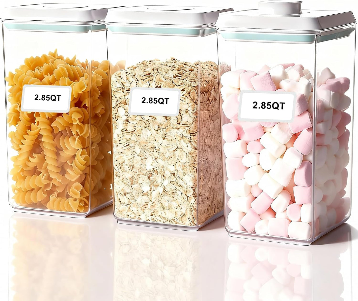 Pop Containers with Lids - Stackable Airtight Food Storage, Kitchen Pantry Storage Containers for Snacks Candy Salt Herbs Spices BPA-Free (3300ML / 3.48QT / 112OZ *3)