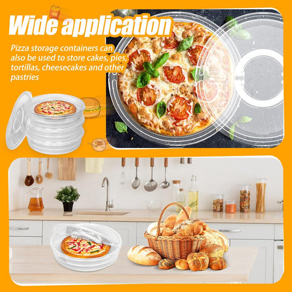 Crowye 3 Pcs 12 Inch Pie Carrier with Lid and Handle, 2 Compartments Food Storage Container Round Pizza Holder Reusable Pizza Keeper for Egg Cheese Tortilla Pastry Cakes Desserts