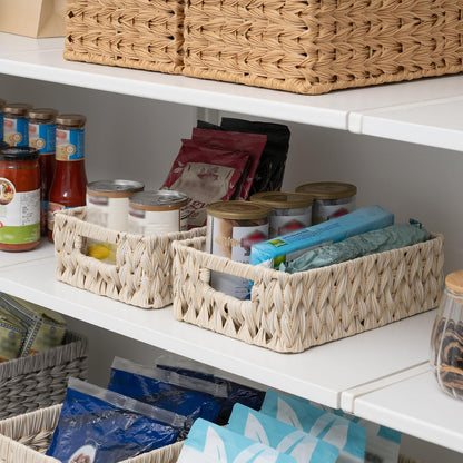 GRANNY SAYS Wicker Storage Baskets for Shelves, Water Hyacinth Basket with Scalloped Edge, Storage Wicker Baskets for Pantry, Large, 2-Pack