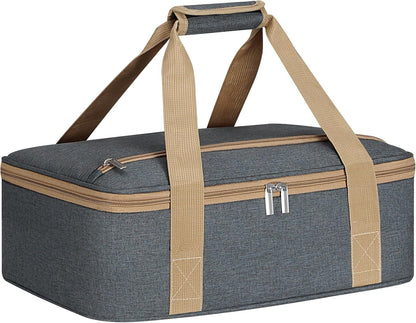 Insulated Casserole Carrier with Zipper Pockets, Casserole Carriers for Hot or Cold Food, Insulated Food Carrier for Parties, Picnics, Beach, Traveling, Fits 11 x 15 or 9 x 13 Baking Dish