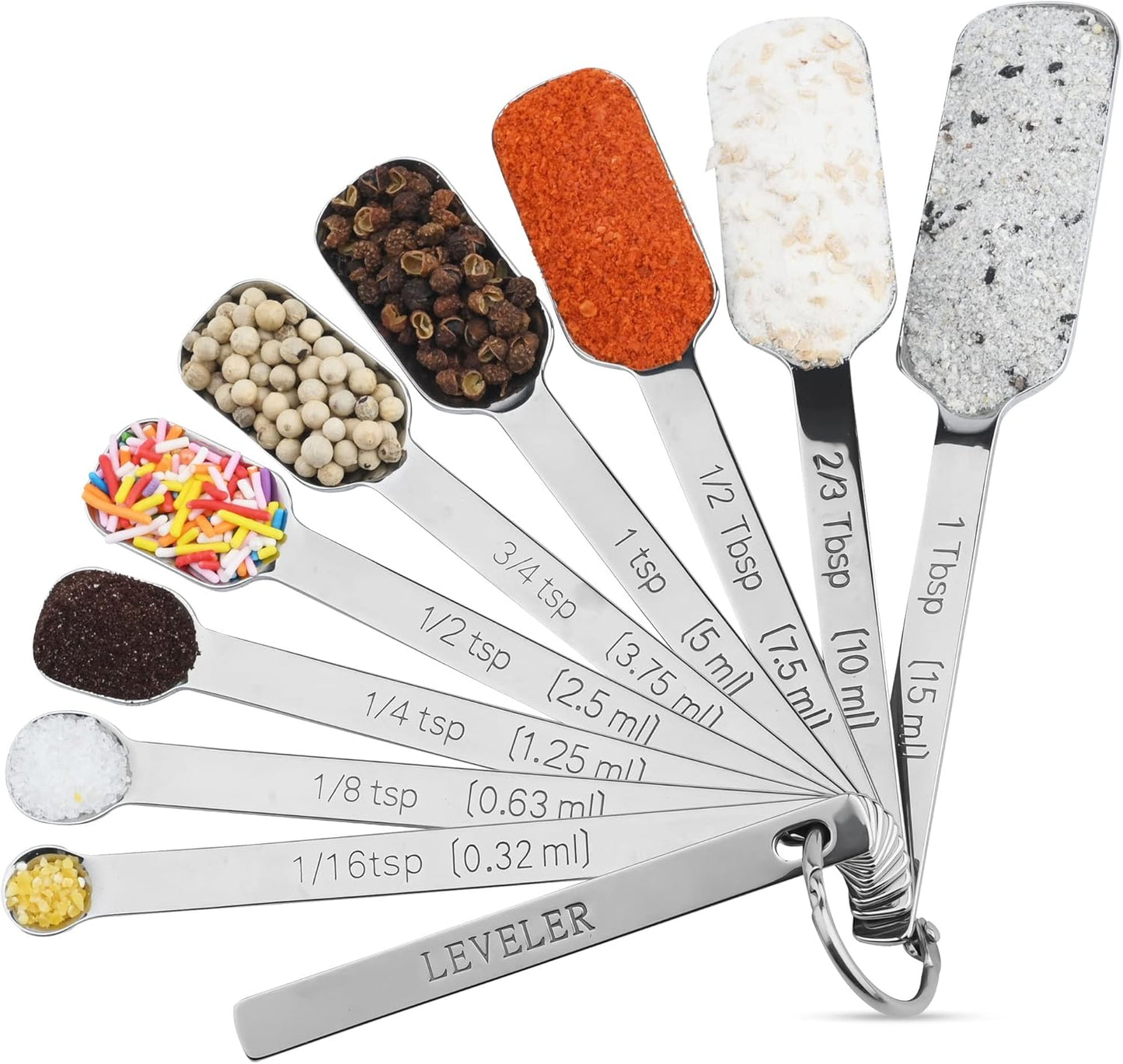 Measuring Cups and Spoons Set of 12, Stainless Steel Stackable Measuring Cups and Spoons Set With Leveler, Metal Measuring Spoons and Cups for Dry or Liquid Ingredients During Kitchen & Baking