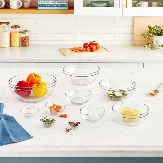 Anchor Hocking Mixing Bowl Set, Nesting Serving Bowls & Mixing Bowls (1 oz, 2 oz, 4 oz, 6 oz, 10 oz, 16 oz, 1 Qt, 1.5 Qt, 2.5 Qt, 3.5 Qt)