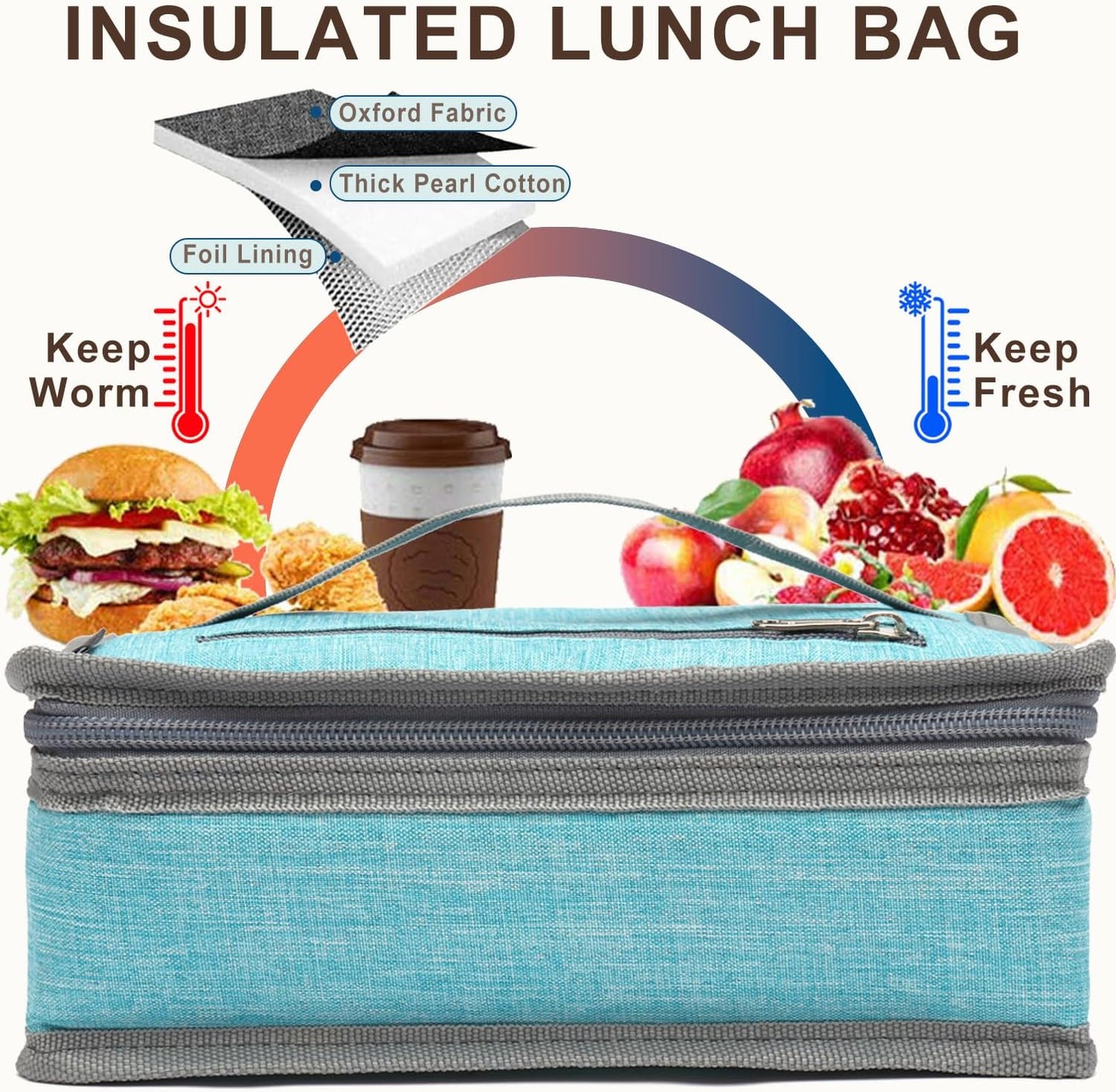 FlowFly Small Insulated Lunch box Portable Soft Bag Mini Cooler Thermal Meal Tote Kit with Handle for Work & School, Black
