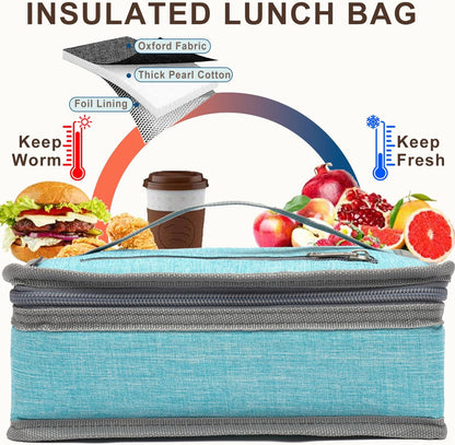 FlowFly Small Insulated Lunch box Portable Soft Bag Mini Cooler Thermal Meal Tote Kit with Handle for Work & School, Black