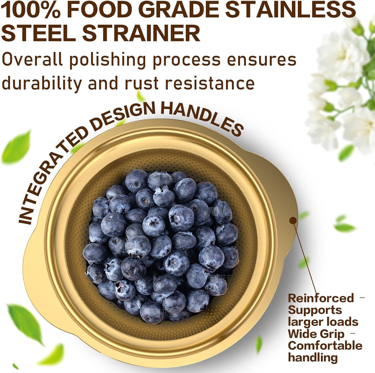 Stainless Steel Colander for Kitchen, Strainers and Colanders, 5-3-2 Qt