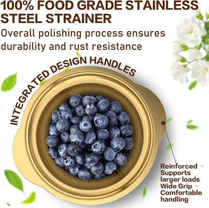 Stainless Steel Colander for Kitchen, Strainers and Colanders, 5-3-2 Qt