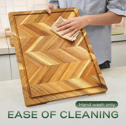 Solid Acacia Wood 20"x15" Large Cutting Board Butcher Block