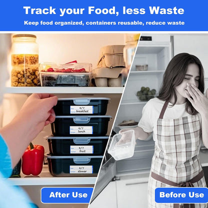 NATURALABEL 300 PCS Removable Freezer Labels with Dispenser - 1" x 3" Food Labels for Meal Prep Containers, Easy Peel-Off Design, No Residue (Green)
