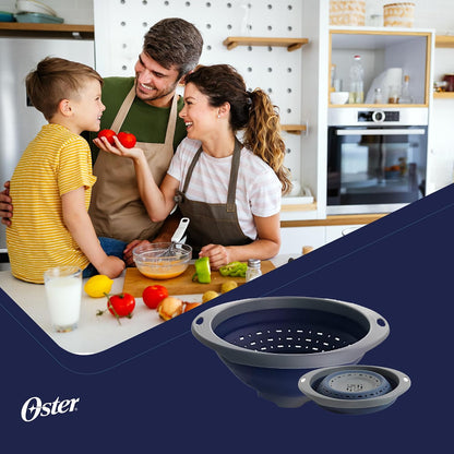Oster Bluemarine 3 Piece PP Stackable Space-Saving Colander and Mixing Bowl Set