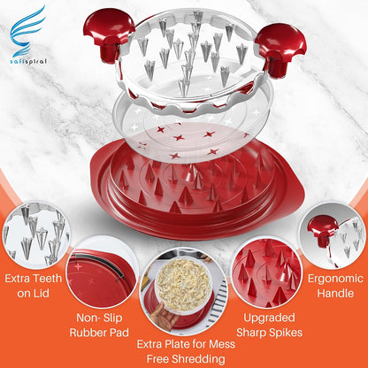 Chicken Shredder Tool Twist Large – 10.2 Inch Non Slip Meat Shredder with Removable Tray- BPA Free, Dishwasher Safe, Heat Resistant Chicken Breast Shredder with Handle & Serving Tong