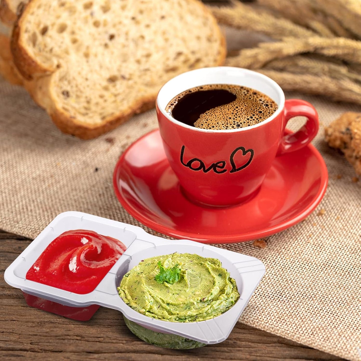 Qewro 15 Sets Snack Containers, Reusable Double Compartment Condiment With Lids 2 Portion Snack Containers Sauces Dip, Disposable Box to Grab and Go with Prep For Adults, On The Go For Kids