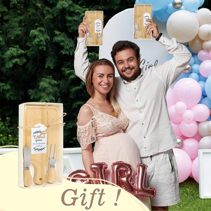 2 Sets Baby Shower Game Prizes for Winners, Bridal Shower Prizes for Guests, Cheese Board Gift Sets with Wood Mini Charcuterie Boards, Knives, Forks, Thank You Card & Gift Box