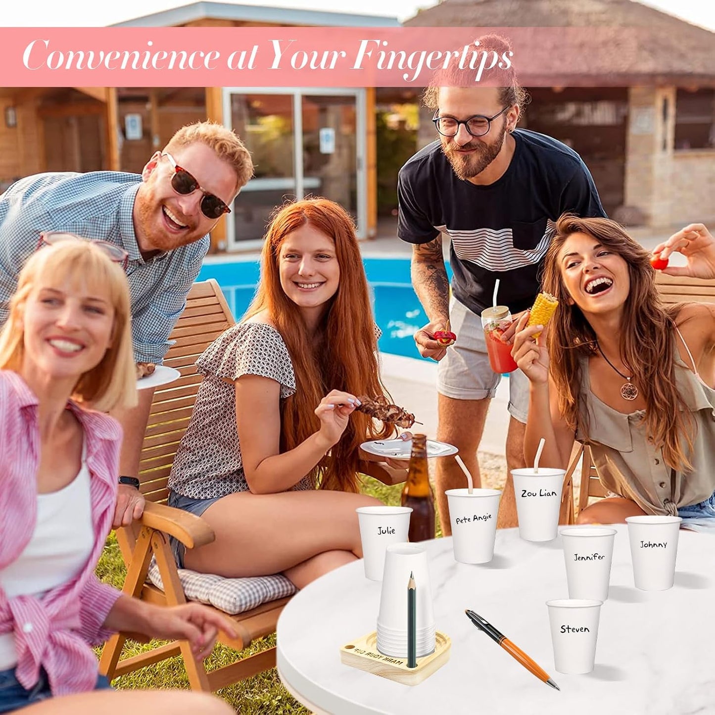 Hosting Essentials for Hosts and Parents, Cup Holders, Party Essentials, Solo Cup Holder with Marker Slot to Mark Drinks and Prevent Mix-Ups for Outdoor Parties, Birthdays and Family Gatherings