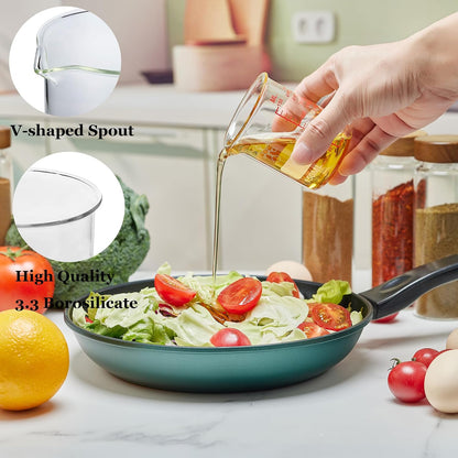 Ackers Mini Glass Measuring Beaker Set, Borosilicate, 2oz 4oz 8oz Measuring Cups