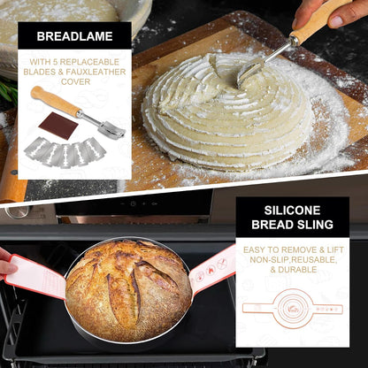 Sourdough Baking Kit, 2 Oval Banneton Proofing Basket Set