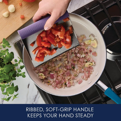 Rachael Ray Tools and Gadgets Stainless Steel Pastry Scraper / Bench Scrape / Kitchen Tool for Baking and Cooking / Dishwasher Safe, Purple