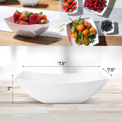 Posh Setting - White Plastic Square Serving Bowls for Party (16oz - 4 Pack), Disposable & Candy Containers for Party Table & Buffet