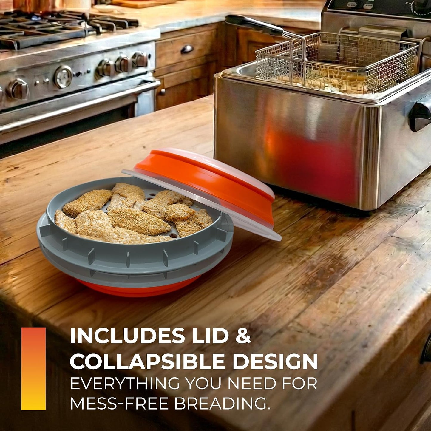 CanCooker Batter Bowl XL: Collapsible, Mess-Free, Dishwasher and Microwave Safe, Chemical-Free in Vibrant Orange