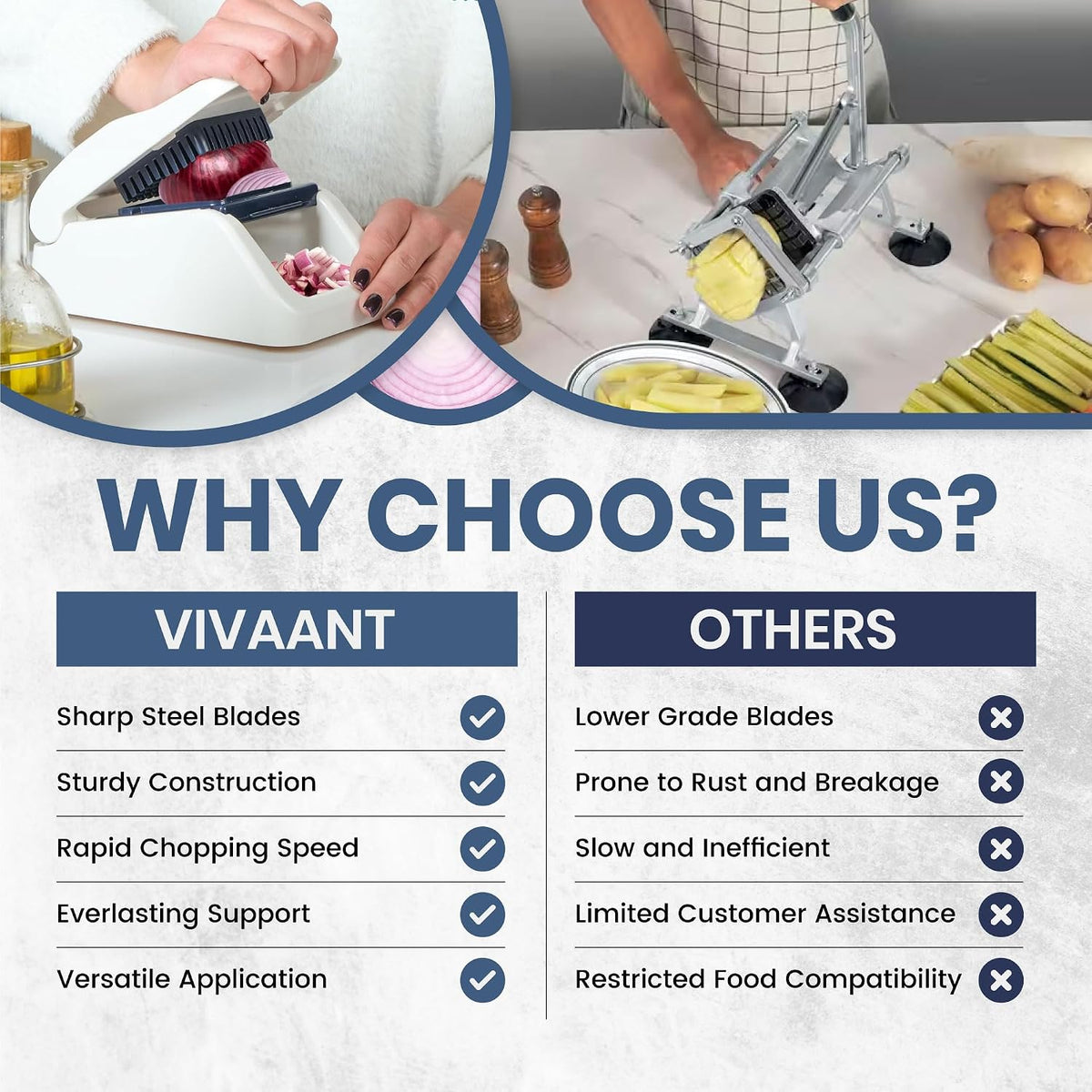Vivaant Hand Pull Manual Food Chopper, Onion Chopper Vegetable Cutter Dicer