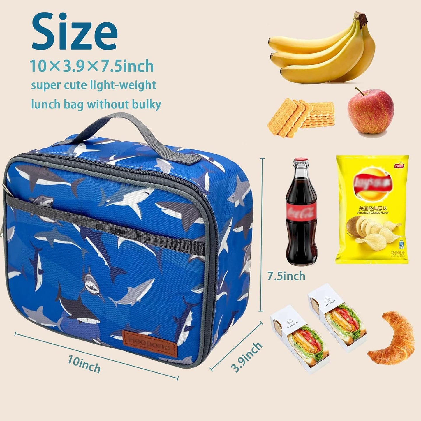 Kulle Space Lunch Box for Kids, Insulated Lunch Bag for Boys, Large Capacity Thermal Tote for School, Office, Daycare - Rocket Design, Washable & Leakproof