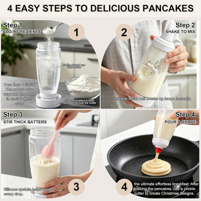 2 Pack Pancake Batter Dispenser, Pancake Squeeze Bottle with Stainless Ball